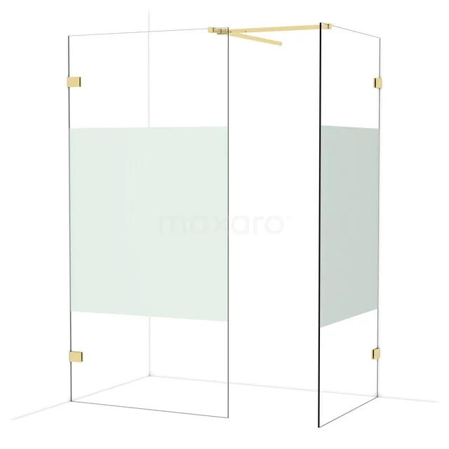 Duschkabine mit goldfarbenen Akzenten, Glasplatten und modernem Mattglasdesign, eine stilvolle Ergänzung für jedes Badezimmer.