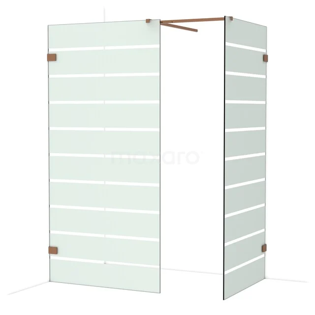 Diamond Inloopdouche | 100x90 cm Glanzend koper Helder met matte strepen 2 vaste wanden IDB1009526GKP Diamond Inloopdouche | 100x90 cm Glanzend koper Helder met matte strepen 2 vaste wanden IDB1009526GKP