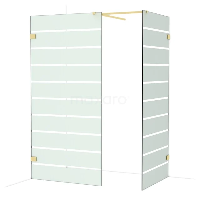 Diamond Inloopdouche | 100x90 cm Glanzend lichtgoud Helder met matte strepen 2 vaste wanden IDB1009526GLG Diamond Inloopdouche | 100x90 cm Glanzend lichtgoud Helder met matte strepen 2 vaste wanden IDB1009526GLG