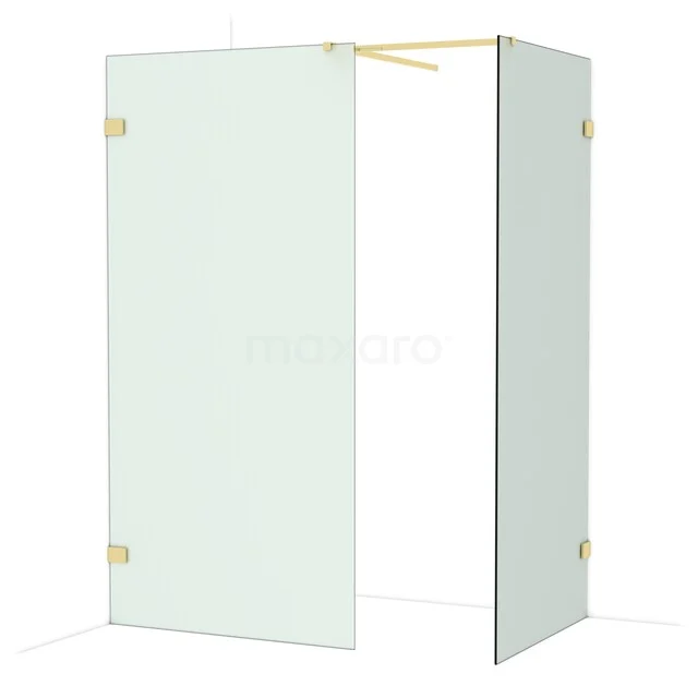 Begehbare Duschen IDB1009527GLG Duschwand von Klarglas mit goldfarbenen Scharnieren, modernes Design für das Badezimmer.