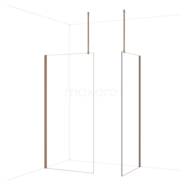 Minimalistische douchewand serie met witte omlijsting en houten accenten, ideaal voor een stijlvolle badkamerindeling.