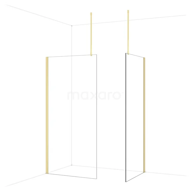 Minimalistische Glasduschwand mit Goldprofilen, ideal für ein modernes Badezimmer.