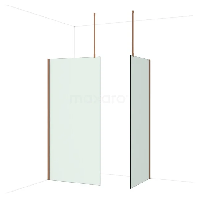 Diamond Inloopdouche | 100x90 cm Glanzend koper Matglas 2 vaste wanden IDB1009917GKP Diamond Inloopdouche | 100x90 cm Glanzend koper Matglas 2 vaste wanden IDB1009917GKP