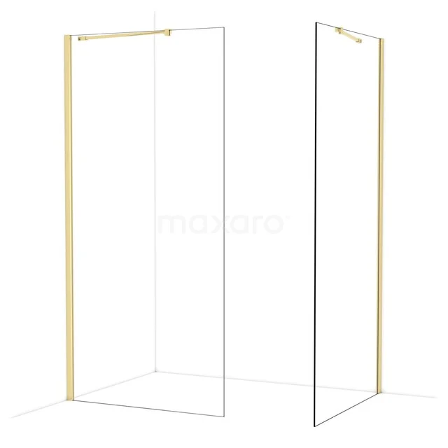 Diamond Walk-in shower | 100x100 cm Glanzend lichtgoud Clear glass 2 fixed walls IDB1010410GLG Diamond Walk-in shower | 100x100 cm Glanzend lichtgoud Clear glass 2 fixed walls IDB1010410GLG