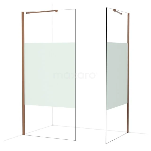 Diamond Inloopdouche | 100x100 cm Glanzend koper Helder met matte strook 2 vaste wanden IDB1010413GKP Diamond Inloopdouche | 100x100 cm Glanzend koper Helder met matte strook 2 vaste wanden IDB1010413GKP