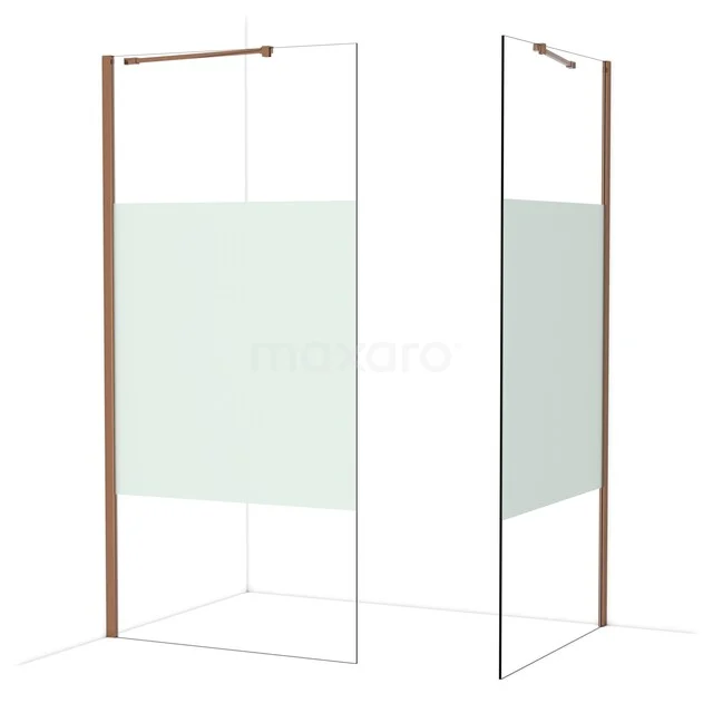 Diamond Walk-in shower | 100x100 cm Glanzend koper Clear with matt strip 2 fixed walls IDB1010413GKP Diamond Walk-in shower | 100x100 cm Glanzend koper Clear with matt strip 2 fixed walls IDB1010413GKP