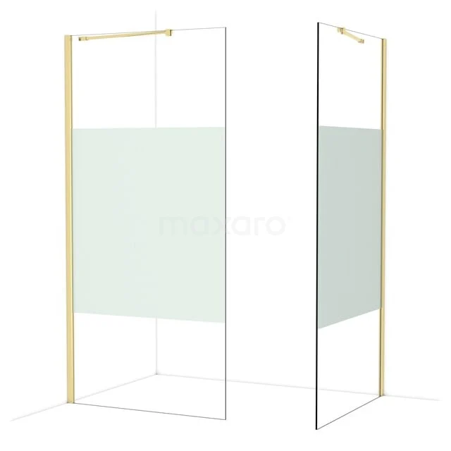 Diamond Walk-in shower | 100x100 cm Glanzend lichtgoud Clear with matt strip 2 fixed walls IDB1010413GLG Diamond Walk-in shower | 100x100 cm Glanzend lichtgoud Clear with matt strip 2 fixed walls IDB1010413GLG