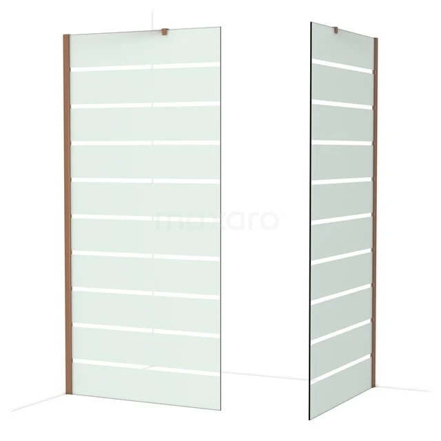 Diamond Walk-in shower | 100x100 cm Glanzend koper Clear with matt stripes 2 fixed walls IDB1010416GKP Diamond Walk-in shower | 100x100 cm Glanzend koper Clear with matt stripes 2 fixed walls IDB1010416GKP