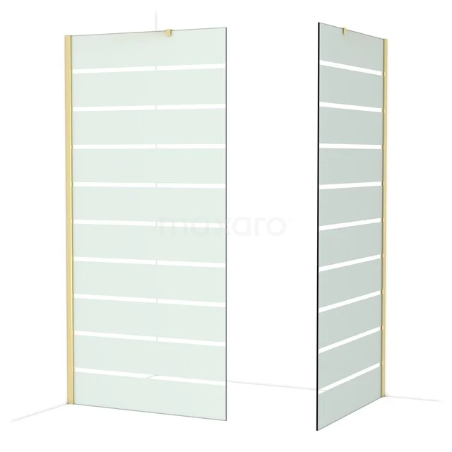 Diamond Inloopdouche | 100x100 cm Glanzend lichtgoud Helder met matte strepen 2 vaste wanden IDB1010416GLG Diamond Inloopdouche | 100x100 cm Glanzend lichtgoud Helder met matte strepen 2 vaste wanden IDB1010416GLG