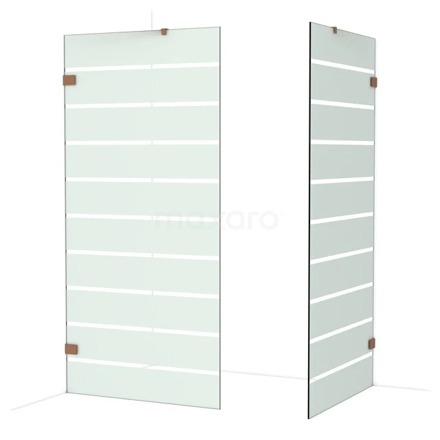 Diamond Inloopdouche | 100x100 cm Glanzend koper Helder met matte strepen 2 vaste wanden IDB1010426GKP Diamond Inloopdouche | 100x100 cm Glanzend koper Helder met matte strepen 2 vaste wanden IDB1010426GKP