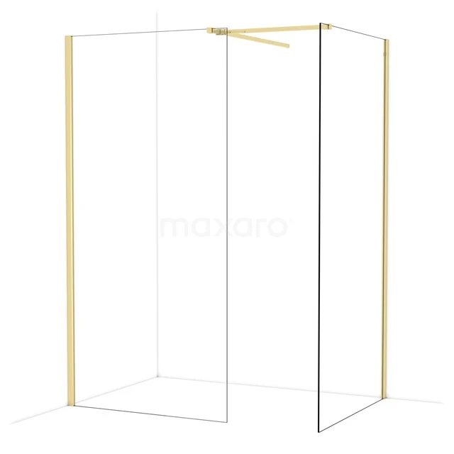 Begehbare Duschen IDB1010510GLG Goldfarbige Eck-Duschkabine mit minimalistischem Design und Glaswänden, perfekt für eine moderne Badezimmergestaltung.