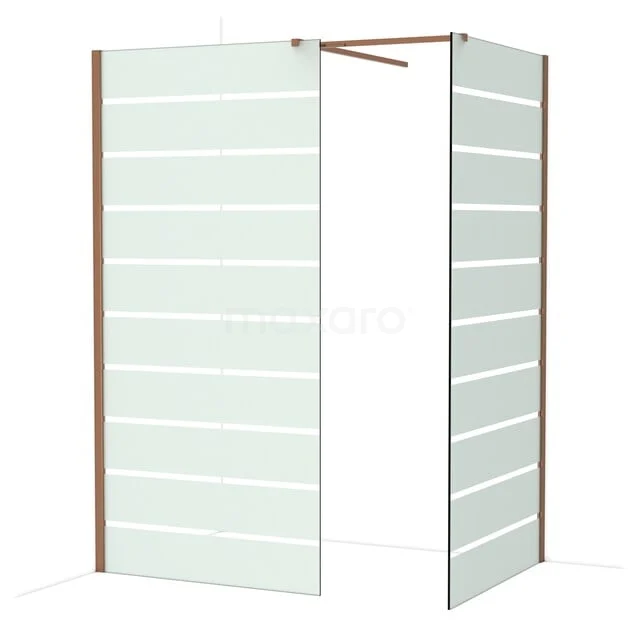 Diamond Inloopdouche | 100x100 cm Glanzend koper Helder met matte strepen 2 vaste wanden IDB1010516GKP Diamond Inloopdouche | 100x100 cm Glanzend koper Helder met matte strepen 2 vaste wanden IDB1010516GKP