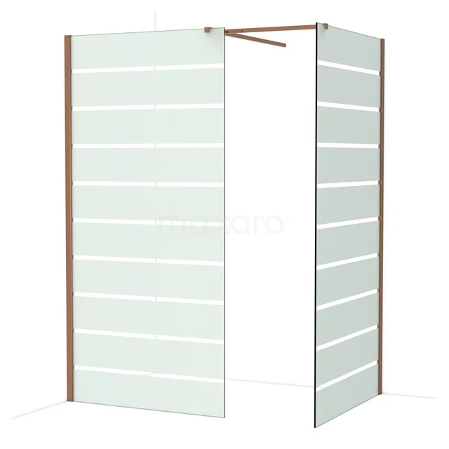 Diamond Walk-in shower | 100x100 cm Glanzend koper Clear with matt stripes 2 fixed walls IDB1010516GKP Diamond Walk-in shower | 100x100 cm Glanzend koper Clear with matt stripes 2 fixed walls IDB1010516GKP