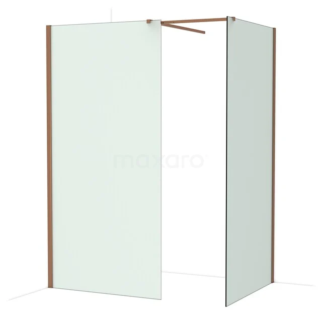 Diamond begehbare Dusche | 100x100 cm Glänzendes Kupfer 2 feste Wände IDB1010517GKP Glasene Duschwand mit Aluminiumprofilen und offenem Design, ideal für ein modernes Badezimmer.