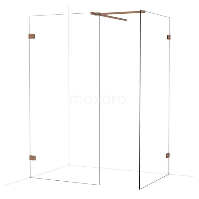 Diamond Inloopdouche | 100x100 cm Glanzend koper Helder glas 2 vaste wanden IDB1010520GKP Diamond Inloopdouche | 100x100 cm Glanzend koper Helder glas 2 vaste wanden IDB1010520GKP