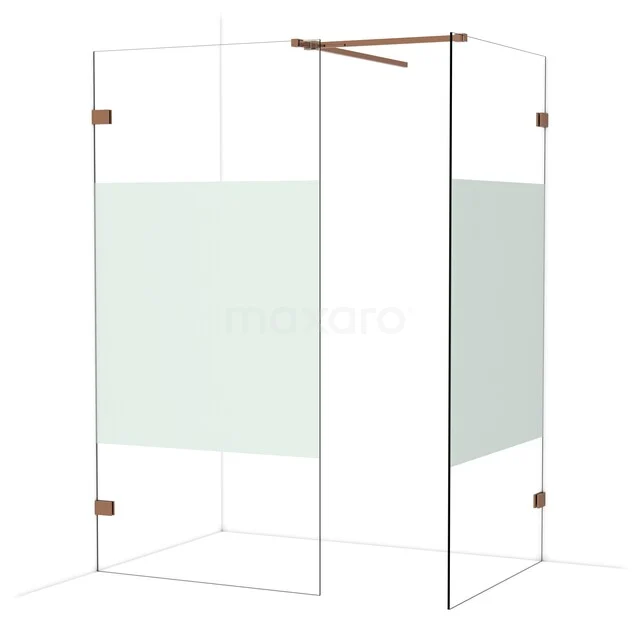 Diamond Walk-in shower | 100x100 cm Glanzend koper Clear with matt strip 2 fixed walls IDB1010523GKP Diamond Walk-in shower | 100x100 cm Glanzend koper Clear with matt strip 2 fixed walls IDB1010523GKP