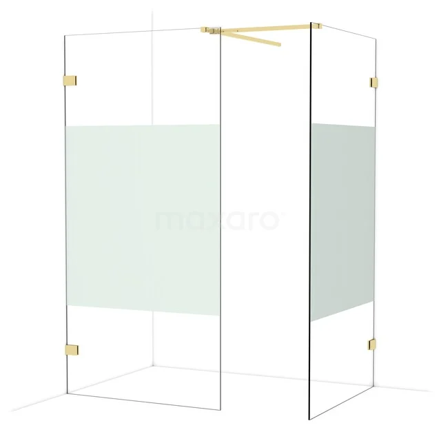Diamond Walk-in shower | 100x100 cm Glanzend lichtgoud Clear with matt strip 2 fixed walls IDB1010523GLG Diamond Walk-in shower | 100x100 cm Glanzend lichtgoud Clear with matt strip 2 fixed walls IDB1010523GLG