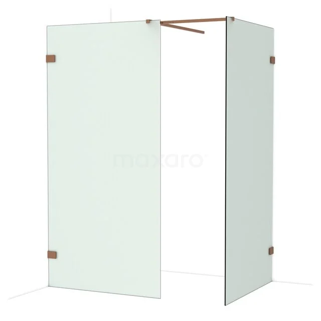 Diamond Inloopdouche | 100x100 cm Glanzend koper Matglas 2 vaste wanden IDB1010527GKP