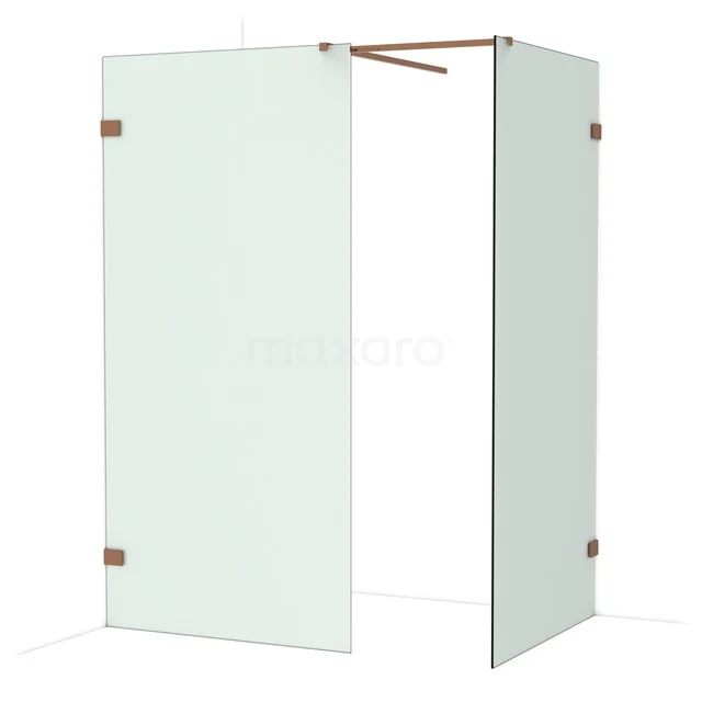 Diamond Walk-in shower | 100x100 cm Shiny copper Frosted glass 2 fixed walls IDB1010527GKP Glazen inloopdouche met mat zwarte bevestigingen, modern design voor een stijlvolle badkamer, gemaakt van helder veiligheidsglas.