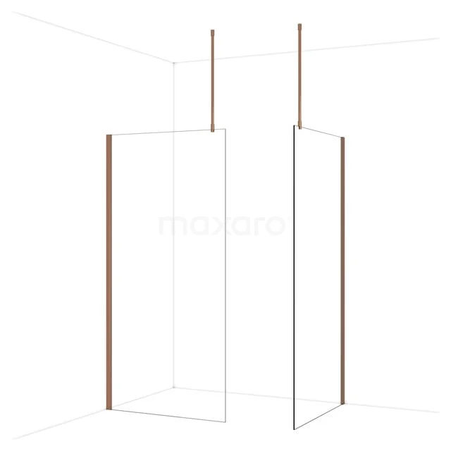 Diamond Walk-in shower | 100x100 cm Glanzend koper Clear glass 2 fixed walls IDB1010910GKP Diamond Walk-in shower | 100x100 cm Glanzend koper Clear glass 2 fixed walls IDB1010910GKP