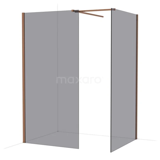 Diamond begehbare Dusche | 110x100 cm Glänzendes Kupfer 2 feste Wände IDB1011511GKP Begehbare Dusche mit bronzefarbenen Profilen, gläsernen Wänden und Stabilisationsstange, modernes Design für ein stilvolles Badezimmer.