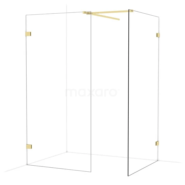 Diamond Walk-in shower | 110x100 cm Glanzend lichtgoud Clear glass 2 fixed walls IDB1011520GLG Diamond Walk-in shower | 110x100 cm Glanzend lichtgoud Clear glass 2 fixed walls IDB1011520GLG