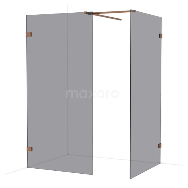 Diamond Walk-in shower | 110x100 cm Glanzend koper Smoke glass 2 fixed walls IDB1011521GKP Diamond Walk-in shower | 110x100 cm Glanzend koper Smoke glass 2 fixed walls IDB1011521GKP
