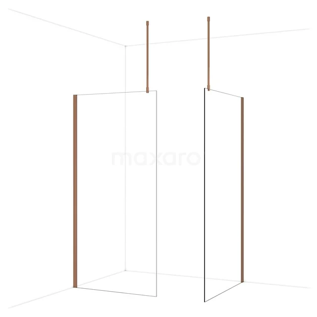 Diamond Inloopdouche | 110x100 cm Glanzend koper Helder glas 2 vaste wanden IDB1011910GKP Diamond Inloopdouche | 110x100 cm Glanzend koper Helder glas 2 vaste wanden IDB1011910GKP