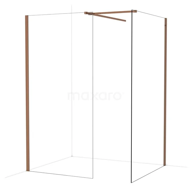 Diamond Walk-in shower | 120x100 cm Glanzend koper Clear glass 2 fixed walls IDB1012510GKP Diamond Walk-in shower | 120x100 cm Glanzend koper Clear glass 2 fixed walls IDB1012510GKP