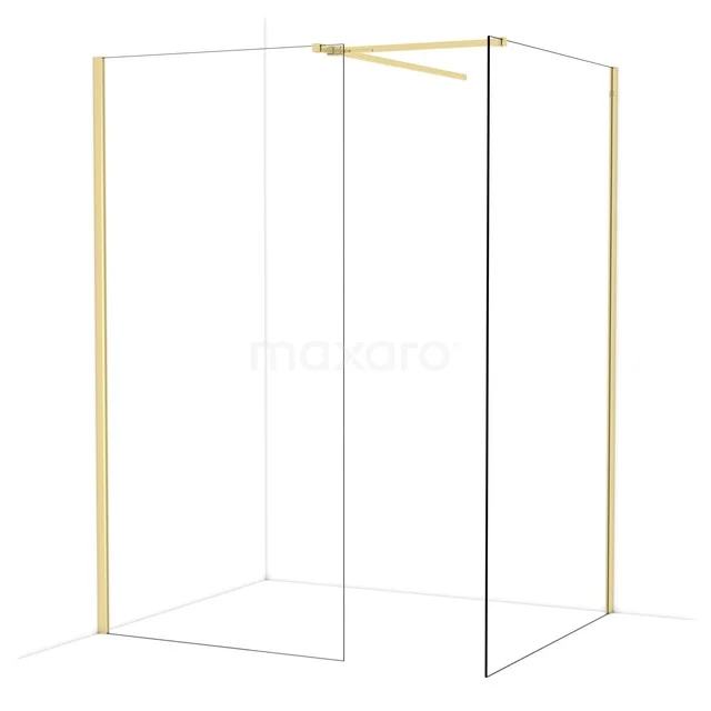 Duschwand goldfarbiges Rahmen, minimalistisches Design, Klarglas; luxuriöse Ergänzung für jedes moderne Badezimmer.