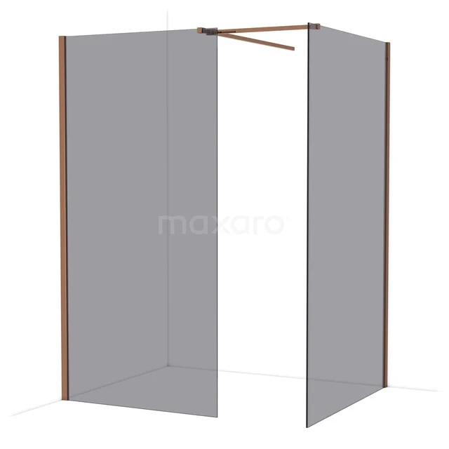 Diamond Walk-in shower | 120x100 cm Glanzend koper Smoke glass 2 fixed walls IDB1012511GKP Diamond Walk-in shower | 120x100 cm Glanzend koper Smoke glass 2 fixed walls IDB1012511GKP