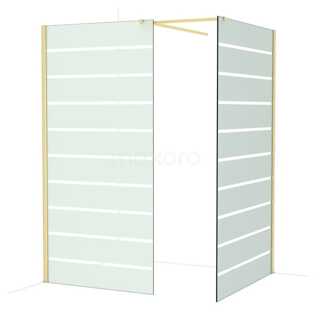 Diamond Walk-in shower | 120x100 cm Glanzend lichtgoud Clear with matt stripes 2 fixed walls IDB1012516GLG Diamond Walk-in shower | 120x100 cm Glanzend lichtgoud Clear with matt stripes 2 fixed walls IDB1012516GLG