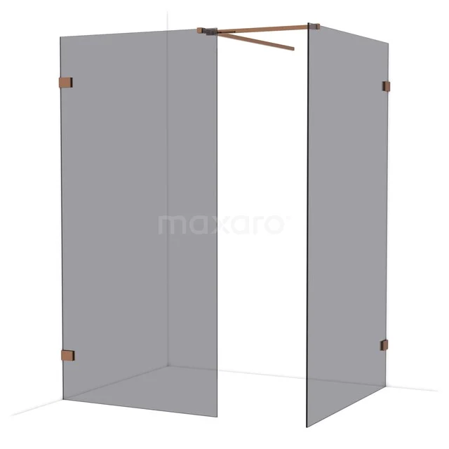 Diamond Walk-in shower | 120x100 cm Glanzend koper Smoke glass 2 fixed walls IDB1012521GKP Diamond Walk-in shower | 120x100 cm Glanzend koper Smoke glass 2 fixed walls IDB1012521GKP