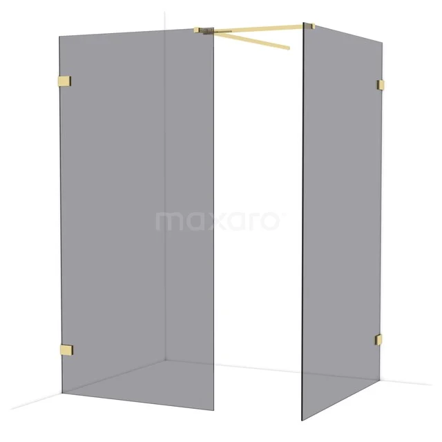 Diamond Walk-in shower | 120x100 cm Glanzend lichtgoud Smoke glass 2 fixed walls IDB1012521GLG Diamond Walk-in shower | 120x100 cm Glanzend lichtgoud Smoke glass 2 fixed walls IDB1012521GLG