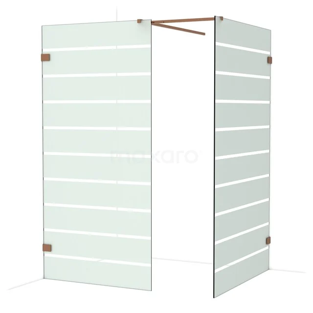 Diamond Inloopdouche | 120x100 cm Glanzend koper Helder met matte strepen 2 vaste wanden IDB1012526GKP Diamond Inloopdouche | 120x100 cm Glanzend koper Helder met matte strepen 2 vaste wanden IDB1012526GKP