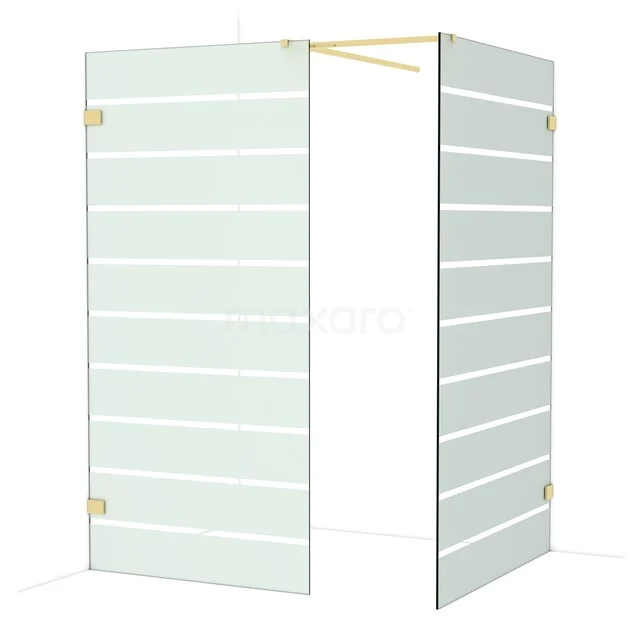 Diamond Walk-in shower | 120x100 cm Glanzend lichtgoud Clear with matt stripes 2 fixed walls IDB1012526GLG Diamond Walk-in shower | 120x100 cm Glanzend lichtgoud Clear with matt stripes 2 fixed walls IDB1012526GLG
