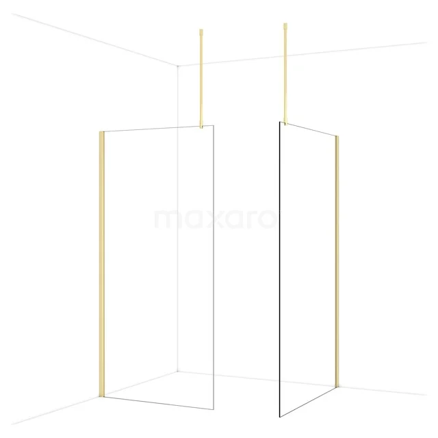 Diamond Inloopdouche | 120x100 cm Glanzend lichtgoud Helder glas 2 vaste wanden IDB1012910GLG Diamond Inloopdouche | 120x100 cm Glanzend lichtgoud Helder glas 2 vaste wanden IDB1012910GLG