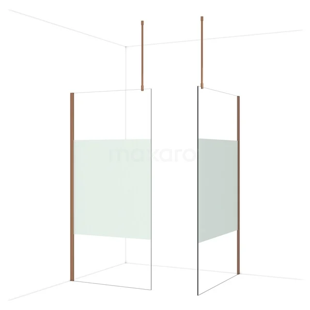 Diamond Inloopdouche | 120x100 cm Glanzend koper Helder met matte strook 2 vaste wanden IDB1012913GKP Diamond Inloopdouche | 120x100 cm Glanzend koper Helder met matte strook 2 vaste wanden IDB1012913GKP