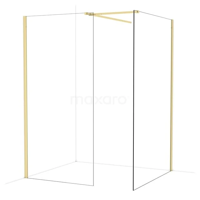 Diamond Walk-in shower | 130x100 cm Glanzend lichtgoud Clear glass 2 fixed walls IDB1013510GLG Diamond Walk-in shower | 130x100 cm Glanzend lichtgoud Clear glass 2 fixed walls IDB1013510GLG