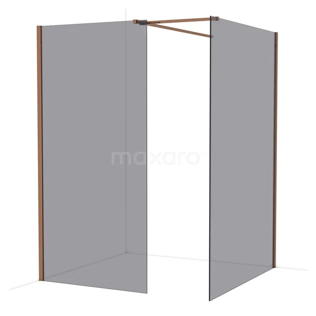 Diamond Inloopdouche | 140x100 cm Glanzend koper Rookglas 2 vaste wanden IDB1014511GKP Diamond Inloopdouche | 140x100 cm Glanzend koper Rookglas 2 vaste wanden IDB1014511GKP