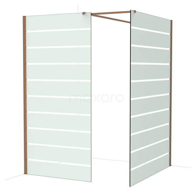 Diamond Inloopdouche | 140x100 cm Glanzend koper Helder met matte strepen 2 vaste wanden IDB1014516GKP Diamond Inloopdouche | 140x100 cm Glanzend koper Helder met matte strepen 2 vaste wanden IDB1014516GKP