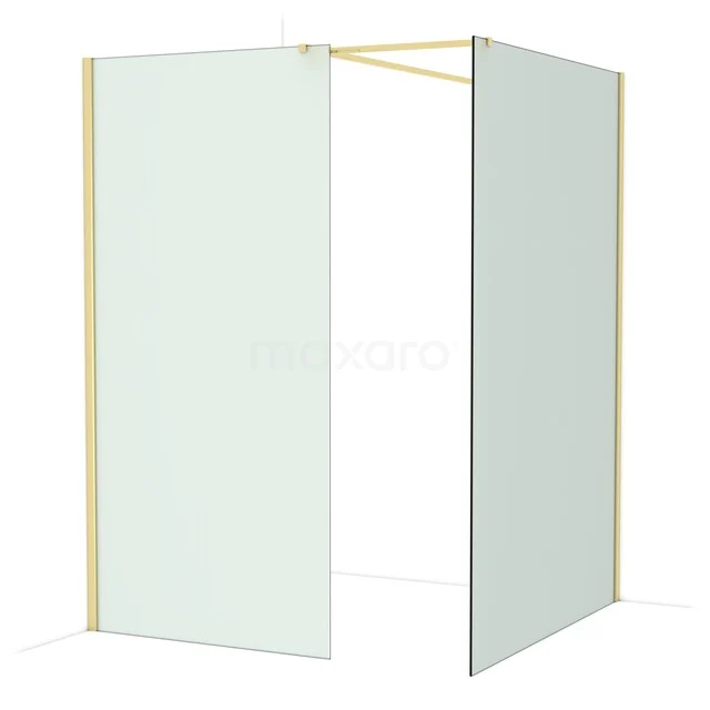 Diamond Walk-in shower | 140x100 cm Glanzend lichtgoud Frosted glass 2 fixed walls IDB1014517GLG Diamond Walk-in shower | 140x100 cm Glanzend lichtgoud Frosted glass 2 fixed walls IDB1014517GLG