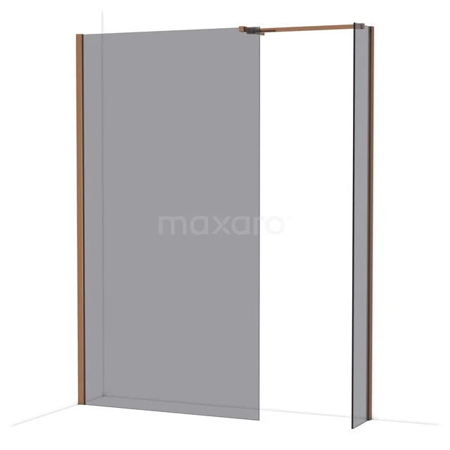 Diamond Walk-in shower | 110x30 cm Glanzend koper Smoke glass 2 fixed walls IDB1103511GKP