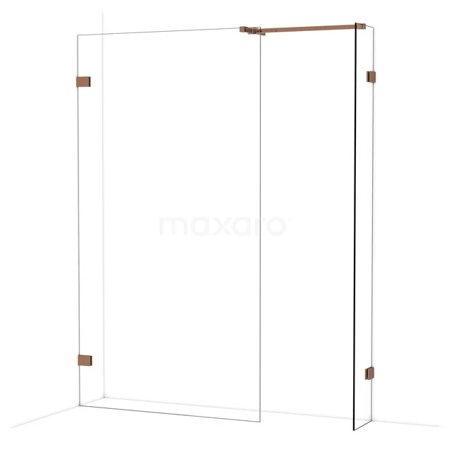 Diamond Inloopdouche | 110x30 cm Glanzend koper Helder glas 2 vaste wanden IDB1103520GKP