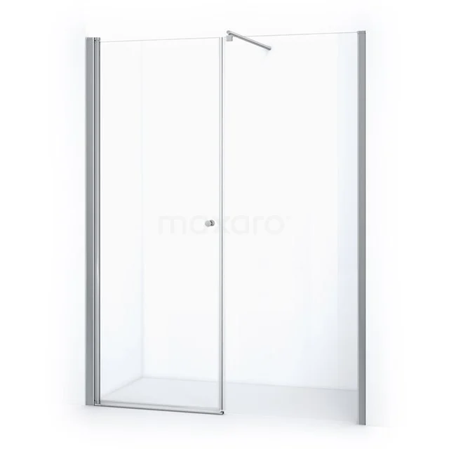 Zircon Comfort Duschtür | 165 cm Chrom Klarglas Drehtür DW-0908013 Transparente Glas-Duschwand mit Drehtür, Aluminiumprofile und klaren Linien, perfekt für ein modernes Badezimmer.
