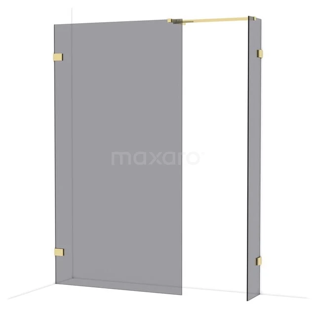 Diamond Inloopdouche | 110x30 cm Glanzend lichtgoud Rookglas 2 vaste wanden IDB1103521GLG