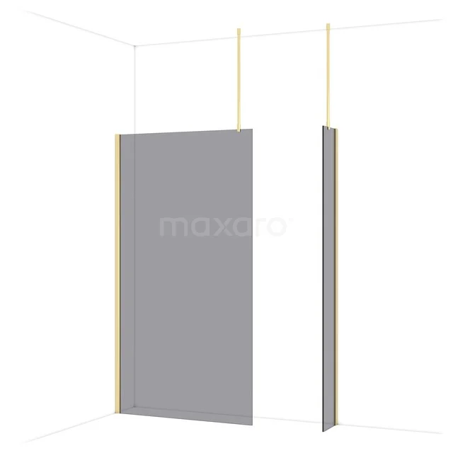 Diamond Walk-in shower | 110x30 cm Glanzend lichtgoud Smoke glass 2 fixed walls IDB1103911GLG