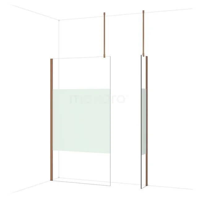 Diamond Inloopdouche | 110x30 cm Glanzend koper Helder met matte strook 2 vaste wanden IDB1103913GKP Diamond Inloopdouche | 110x30 cm Glanzend koper Helder met matte strook 2 vaste wanden IDB1103913GKP