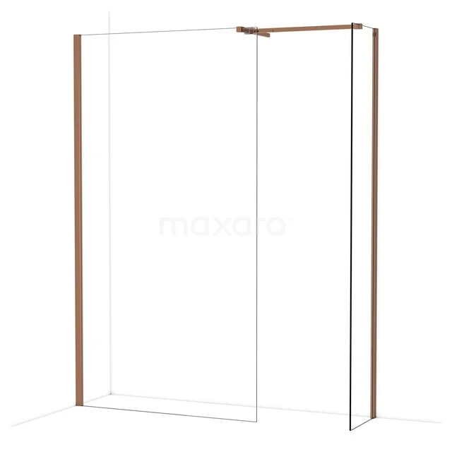 Diamond Walk-in shower | 110x40 cm Glanzend koper Clear glass 2 fixed walls IDB1104510GKP