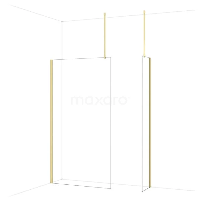 Diamond Inloopdouche | 110x40 cm Glanzend lichtgoud Helder glas 2 vaste wanden IDB1104910GLG Diamond Inloopdouche | 110x40 cm Glanzend lichtgoud Helder glas 2 vaste wanden IDB1104910GLG